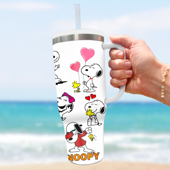 Snoopy, Charlie Brown, Peanuts Stanley Cup Tumbler Engraved 40Oz Stanley Tumbler Handle Lid Stainless Steel Tumbler - Image 2