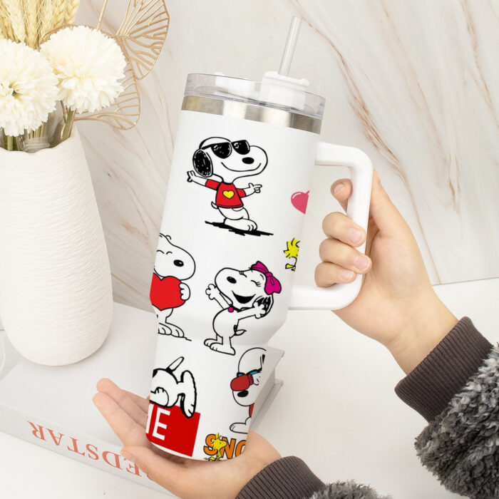 Snoopy, Charlie Brown, Peanuts Stanley Cup Tumbler Engraved 40Oz Stanley Tumbler Handle Lid Stainless Steel Tumbler - Image 3