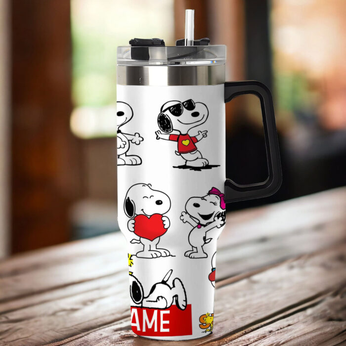 Snoopy, Charlie Brown, Peanuts Stanley Cup Tumbler Engraved 40Oz Stanley Tumbler Handle Lid Stainless Steel Tumbler - Image 5