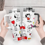 Snoopy, Charlie Brown, Peanuts Stanley Cup Tumbler Engraved 40Oz Stanley Tumbler Handle Lid Stainless Steel Tumbler - Image 4