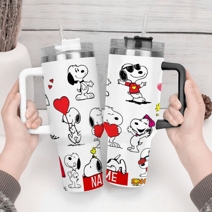 Snoopy, Charlie Brown, Peanuts Stanley Cup Tumbler Engraved 40Oz Stanley Tumbler Handle Lid Stainless Steel Tumbler - Image 4