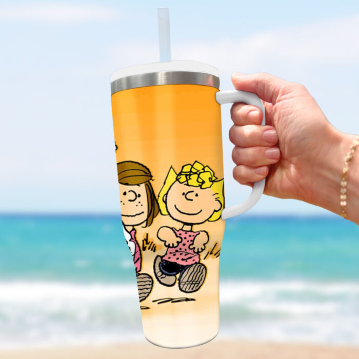 Snoopy Tumbler, Charlie Brown, Peanuts Stanley Cup Tumbler Engraved 40Oz Stanley Tumbler Handle Lid Stainless Steel Tumbler - Image 3