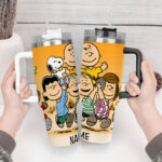 Snoopy Tumbler, Charlie Brown, Peanuts Stanley Cup Tumbler Engraved 40Oz Stanley Tumbler Handle Lid Stainless Steel Tumbler - Image 4