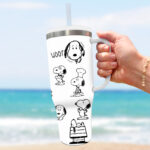 Snoopy Peanuts Stanley Cup Tumbler Engraved 40Oz, Snoopy Stanley Tumbler Handle Lid Stainless Steel Tumbler - Image 2