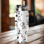 Snoopy Peanuts Stanley Cup Tumbler Engraved 40Oz, Snoopy Stanley Tumbler Handle Lid Stainless Steel Tumbler - Image 4