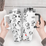 Snoopy Peanuts Stanley Cup Tumbler Engraved 40Oz, Snoopy Stanley Tumbler Handle Lid Stainless Steel Tumbler - Image 5