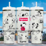 Snoopy Tumbler, Peanuts Stanley Cup Tumbler Engraved 40Oz, Snoopy Stanley Tumbler Handle Lid Stainless Steel Tumbler