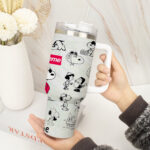 Snoopy Tumbler, Peanuts Stanley Cup Tumbler Engraved 40Oz, Snoopy Stanley Tumbler Handle Lid Stainless Steel Tumbler - Image 4