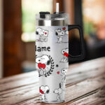 Snoopy Tumbler, Peanuts Stanley Cup Tumbler Engraved 40Oz, Snoopy 2 Stanley Tumbler Handle Lid Stainless Steel Tumbler - Image 2