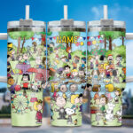 Snoopy Tumbler, Peanuts Stanley Cup Tumbler Engraved 40Oz, Snoopy Stanley Tumbler Handle Lid Stainless Steel