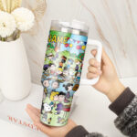 Snoopy Tumbler, Peanuts Stanley Cup Tumbler Engraved 40Oz, Snoopy Stanley Tumbler Handle Lid Stainless Steel - Image 4