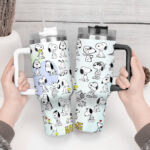 Snoopy Tumbler, Peanuts Stanley Cup Tumbler Engraved 40Oz, Snoopy Stanley Tumbler Handle Lid Stainless Steel - Image 2