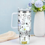 Snoopy Tumbler, Peanuts Stanley Cup Tumbler Engraved 40Oz, Snoopy Stanley Tumbler Handle Lid Stainless Steel - Image 3