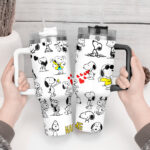 Snoopy Tumbler, Peanuts Stanley Cup Tumbler Engraved 40Oz, Snoopy Stanley Tumbler Handle Lid Stainless Steel - Image 2
