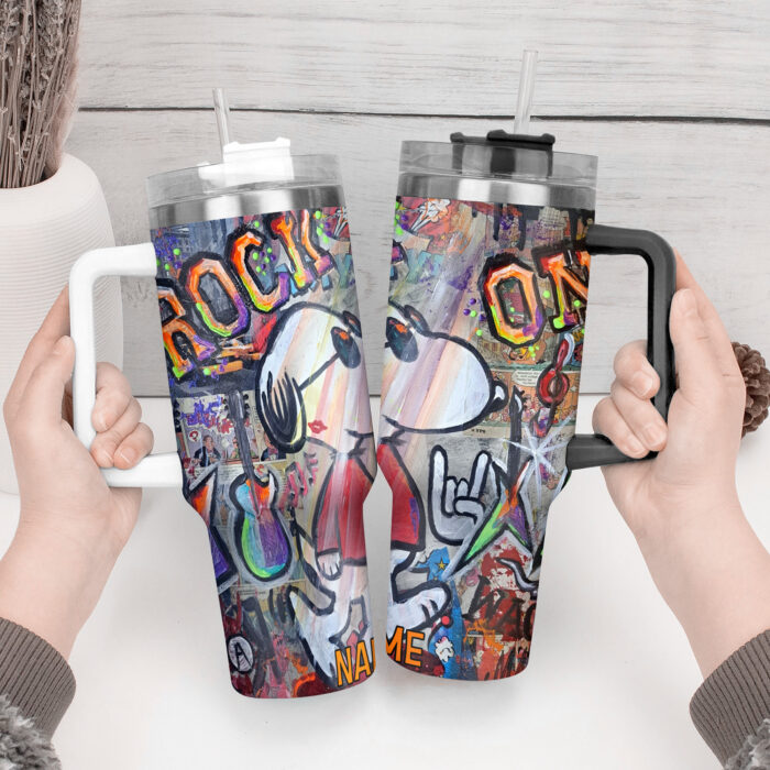 Snoopy Tumbler, Peanuts Stanley Cup Tumbler Engraved 40Oz, Snoopy Stanley Tumbler Handle Lid Stainless Steel - Image 2