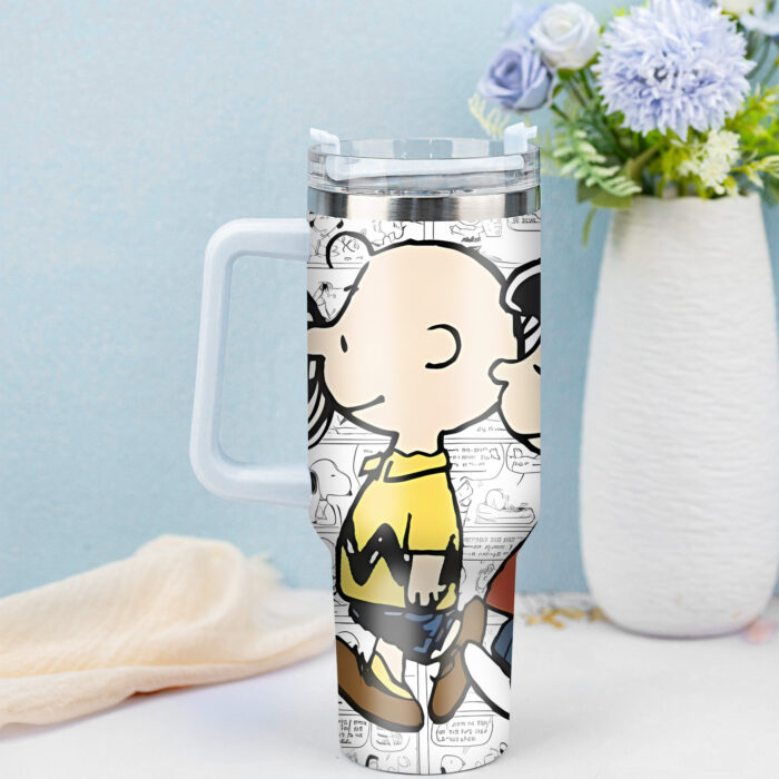 Snoopy Tumbler, Peanuts Stanley Cup Tumbler Engraved 40Oz, Snoopy Stanley Tumbler Handle Lid Stainless Steel - Image 2
