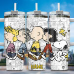 Snoopy Tumbler, Peanuts Stanley Cup Tumbler Engraved 40Oz, Snoopy Stanley Tumbler Handle Lid Stainless Steel