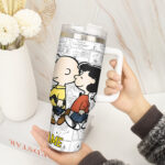 Snoopy Tumbler, Peanuts Stanley Cup Tumbler Engraved 40Oz, Snoopy Stanley Tumbler Handle Lid Stainless Steel - Image 4
