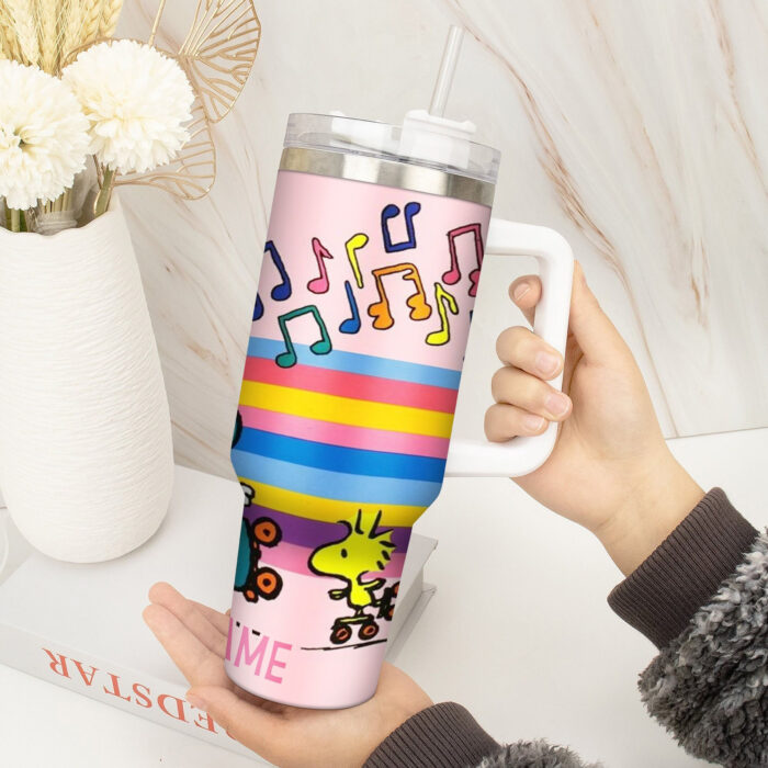Snoopy Tumbler, Peanuts Stanley Cup Tumbler Engraved 40Oz, Snoopy Stanley Tumbler Handle Lid Stainless Steel - Image 4