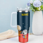 Snoopy Tumbler, Peanuts Stanley Cup Tumbler Engraved 40Oz, Snoopy Stanley Tumbler Handle Lid Stainless Steel - Image 2