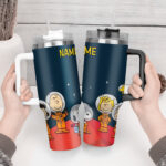 Snoopy Tumbler, Peanuts Stanley Cup Tumbler Engraved 40Oz, Snoopy Stanley Tumbler Handle Lid Stainless Steel - Image 3