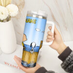 Snoopy Tumbler, Peanuts Stanley Cup Tumbler Engraved 40Oz, Snoopy Stanley Tumbler Handle Lid Stainless Steel - Image 3