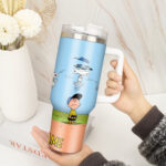 Snoopy Tumbler, Peanuts Stanley Cup Tumbler Engraved 40Oz, Snoopy Stanley Tumbler Handle Lid Stainless Steel - Image 3