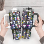 Snoopy Tumbler, Peanuts Stanley Cup Tumbler Engraved 40Oz, Snoopy Stanley Tumbler Handle Lid Stainless Steel - Image 2