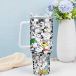 Snoopy Tumbler, Peanuts Stanley Cup Tumbler Engraved 40Oz, Snoopy Stanley Tumbler Handle Lid Stainless Steel - Image 3