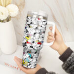 Snoopy Tumbler, Peanuts Stanley Cup Tumbler Engraved 40Oz, Snoopy Stanley Tumbler Handle Lid Stainless Steel - Image 4