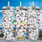 Snoopy Tumbler, Peanuts Stanley Cup Tumbler Engraved 40Oz, Snoopy Stanley Tumbler Handle Lid Stainless Steel