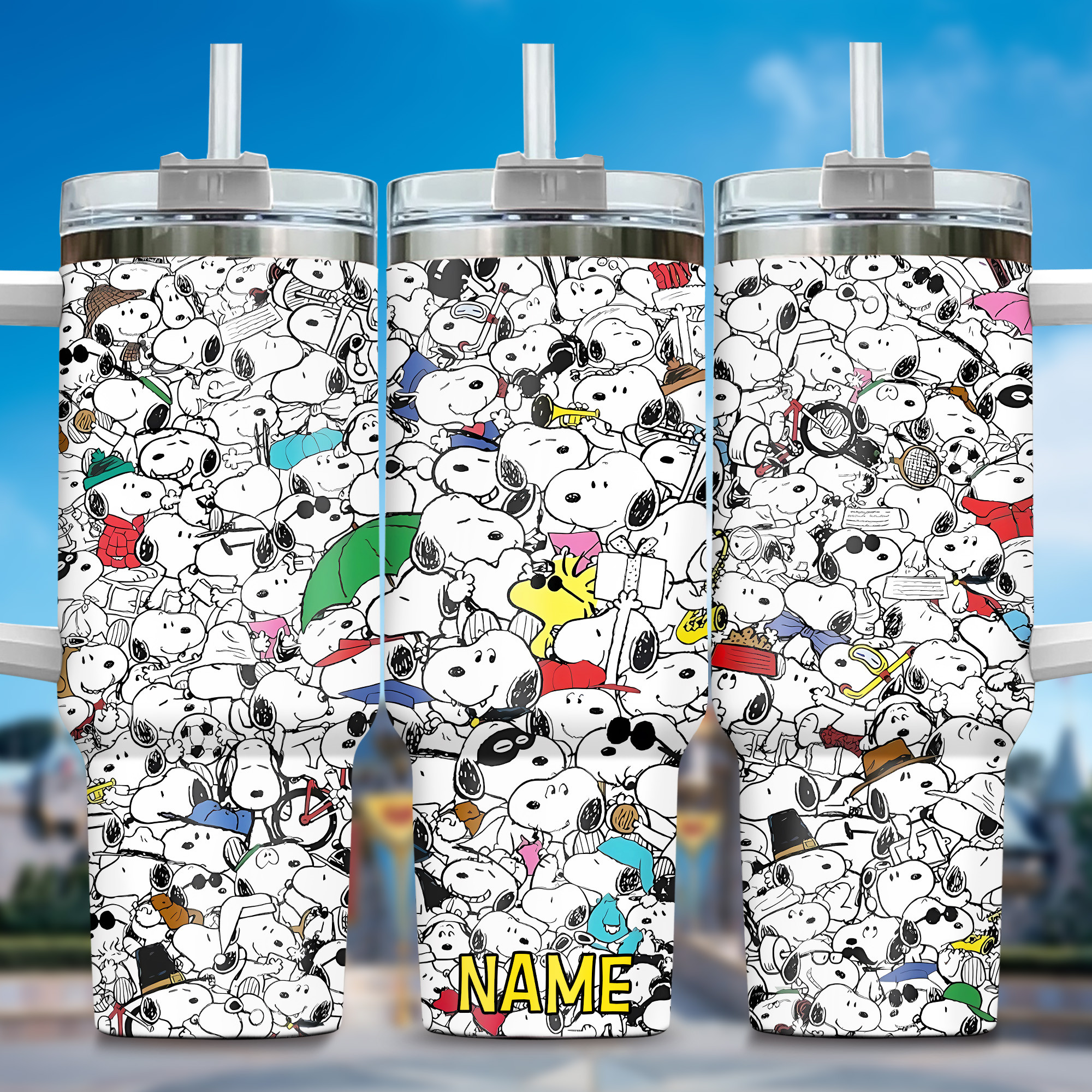 1717406123711.jpg Snoopy Tumbler, Peanuts Stanley Cup Tumbler Engraved 40Oz, Snoopy Stanley Tumbler Handle Lid Stainless Steel - Image 1