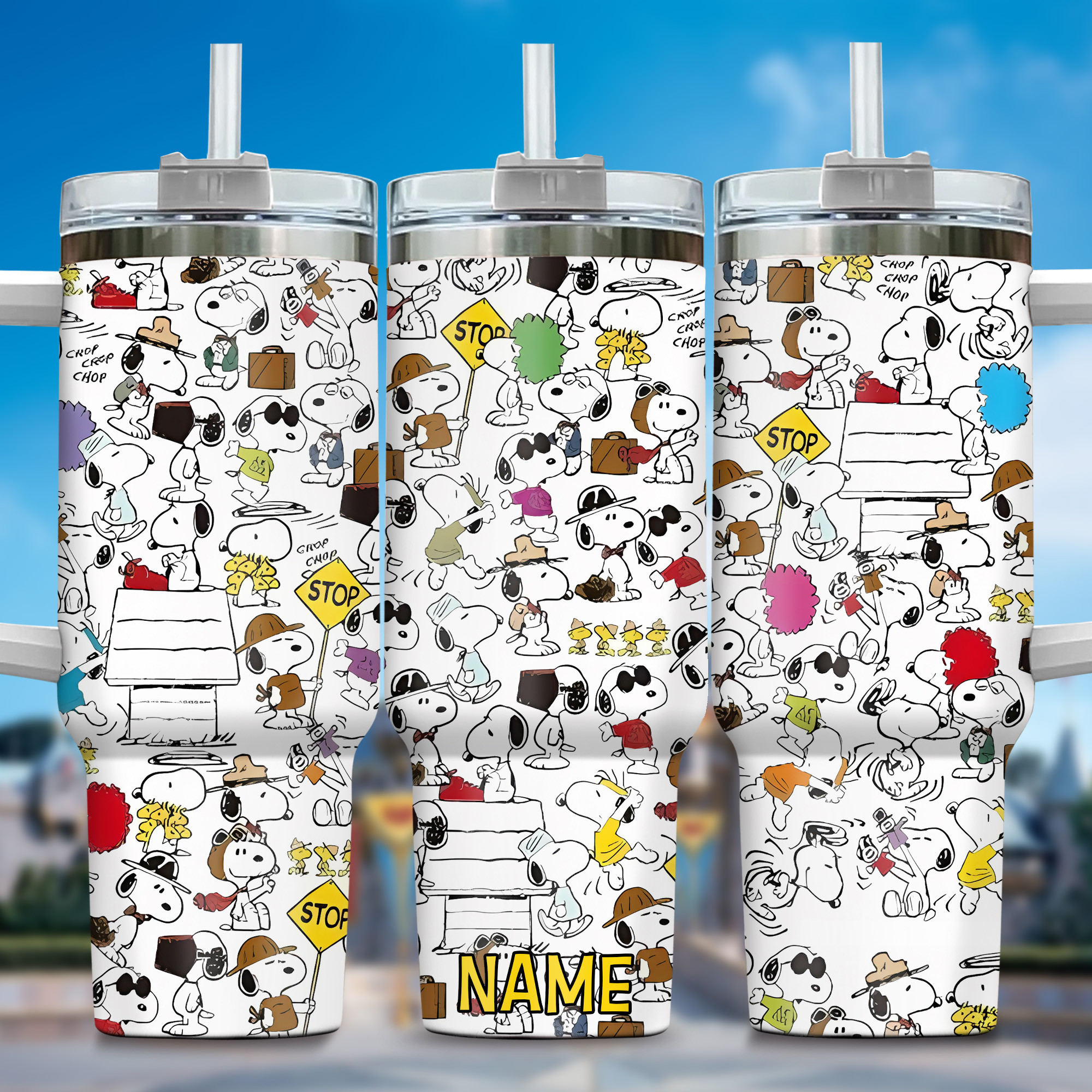 1717406233100.jpg Snoopy Tumbler, Peanuts Stanley Cup Tumbler Engraved 40Oz, Snoopy Stanley Tumbler Handle Lid Stainless Steel - Image 1