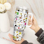 Snoopy Tumbler, Peanuts Stanley Cup Tumbler Engraved 40Oz, Snoopy Stanley Tumbler Handle Lid Stainless Steel - Image 4
