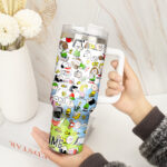 Snoopy Tumbler, Peanuts Stanley Cup Tumbler Engraved 40Oz, Snoopy Stanley Tumbler Handle Lid Stainless Steel - Image 4
