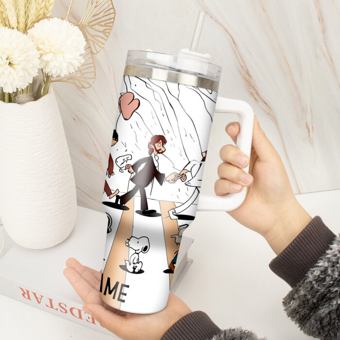 Snoopy Tumbler, Peanuts Stanley Cup Tumbler Engraved 40Oz, Snoopy Stanley Tumbler Handle Lid Stainless Steel - Image 2