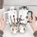 Snoopy Tumbler, Peanuts Stanley Cup Tumbler Engraved 40Oz, Snoopy Stanley Tumbler Handle Lid Stainless Steel - Image 3