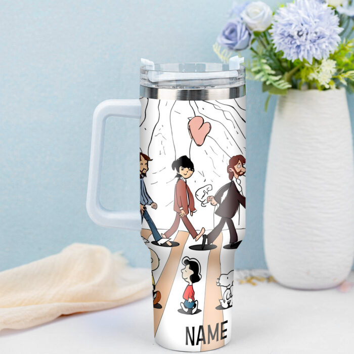 Snoopy Tumbler, Peanuts Stanley Cup Tumbler Engraved 40Oz, Snoopy Stanley Tumbler Handle Lid Stainless Steel - Image 4