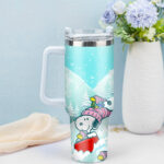 Snoopy Tumbler, Peanuts Stanley Cup Tumbler Engraved 40Oz, Snoopy Stanley Tumbler Handle Lid Stainless Steel - Image 3