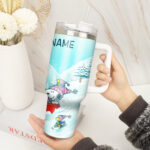Snoopy Tumbler, Peanuts Stanley Cup Tumbler Engraved 40Oz, Snoopy Stanley Tumbler Handle Lid Stainless Steel - Image 4