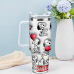3D Snoopy Tumbler, Peanuts Stanley Tumbler Wrap, Disney Tumbler Cup Tumbler Engraved 40Oz, Handle Lid Stainless Steel - Image 2