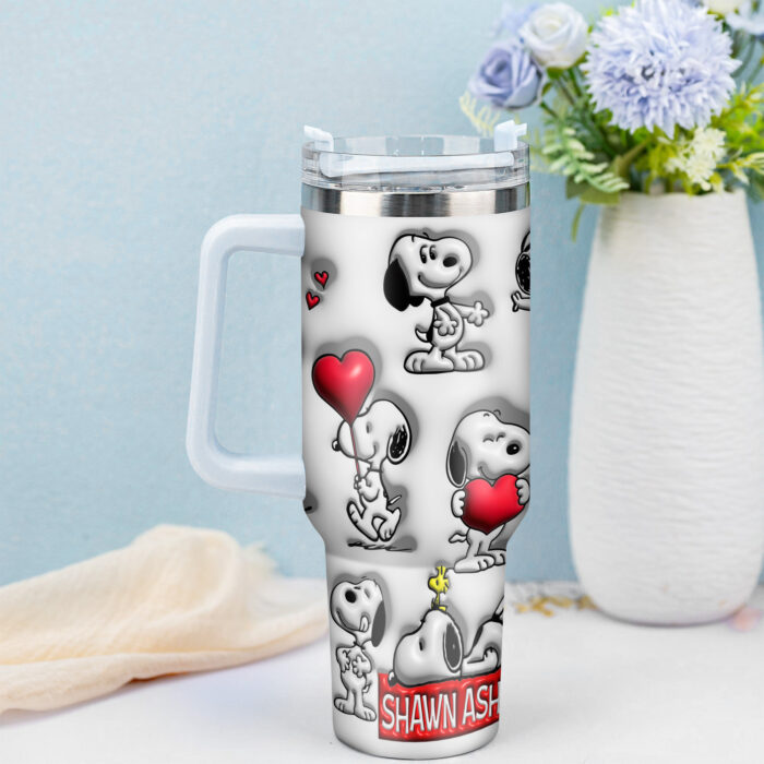 3D Snoopy Tumbler, Peanuts Stanley Tumbler Wrap, Disney Tumbler Cup Tumbler Engraved 40Oz, Handle Lid Stainless Steel - Image 2