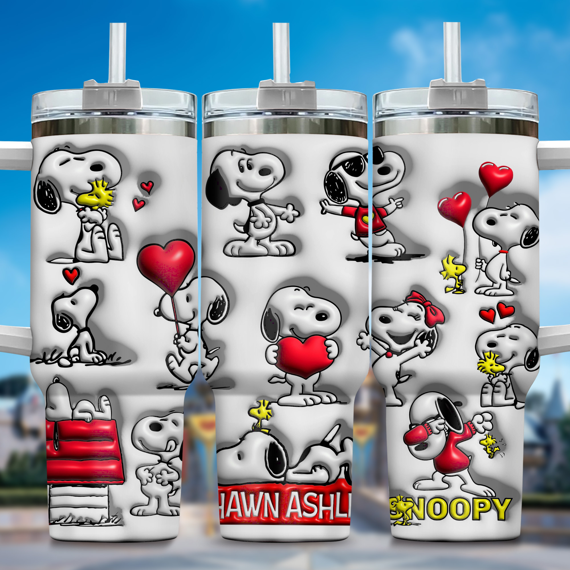 1718246884433.jpg 3D Snoopy Tumbler, Peanuts Stanley Tumbler Wrap, Disney Tumbler Cup Tumbler Engraved 40Oz, Handle Lid Stainless Steel - Image 1