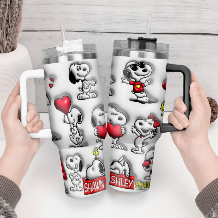 3D Snoopy Tumbler, Peanuts Stanley Tumbler Wrap, Disney Tumbler Cup Tumbler Engraved 40Oz, Handle Lid Stainless Steel - Image 3