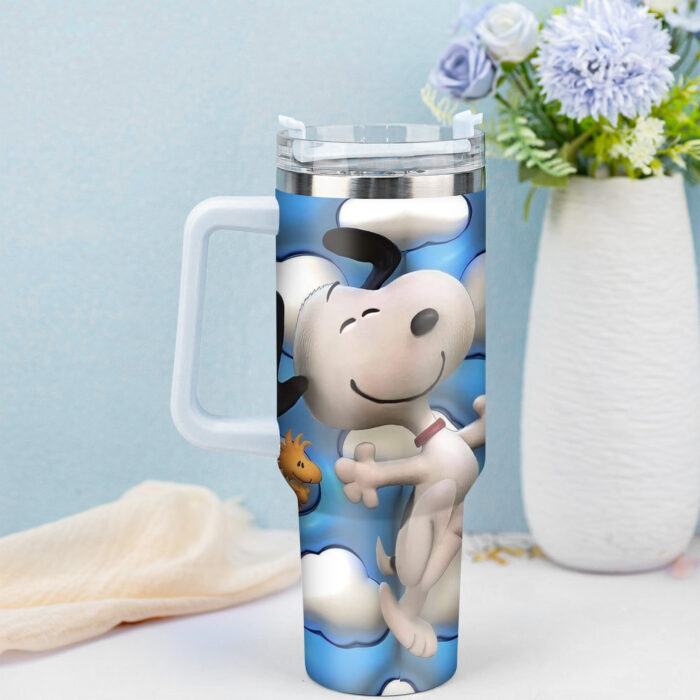3D Snoopy Tumbler, Peanuts Stanley Tumbler Wrap, Disney Tumbler Cup Tumbler Engraved 40Oz, Handle Lid Stainless Steel - Image 2