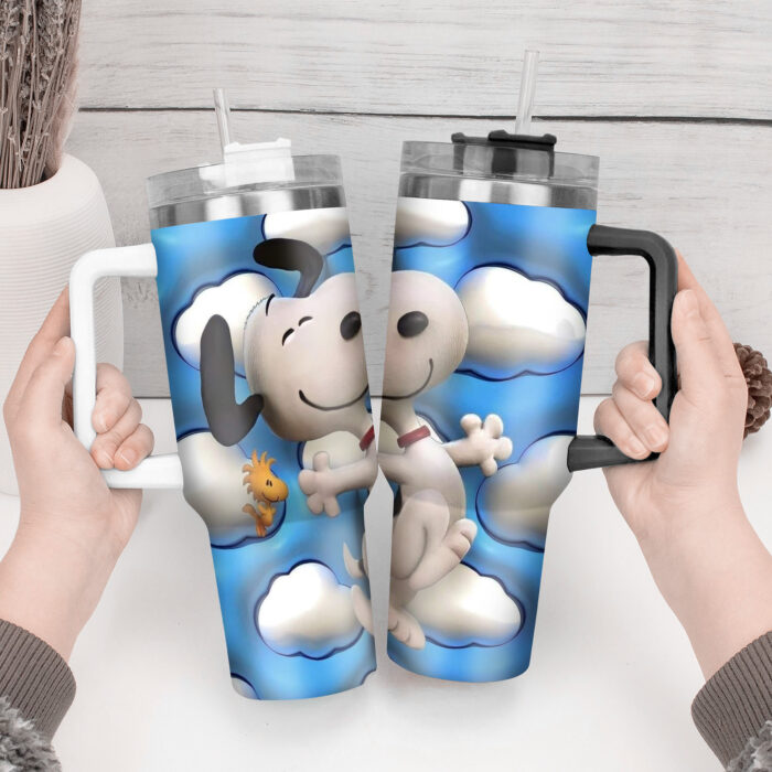 3D Snoopy Tumbler, Peanuts Stanley Tumbler Wrap, Disney Tumbler Cup Tumbler Engraved 40Oz, Handle Lid Stainless Steel - Image 3