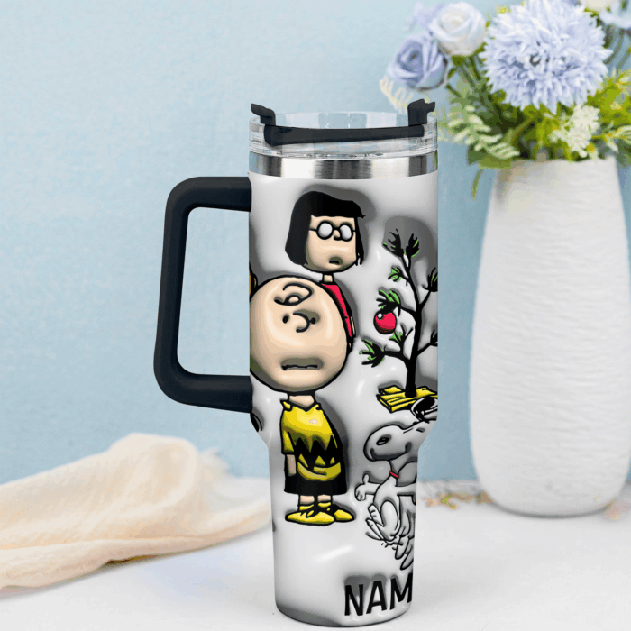 3D Snoopy Tumbler, Peanuts Stanley Tumbler Wrap, Disney Tumbler Cup Tumbler Engraved 40Oz, Handle Lid Stainless Steel - Image 2