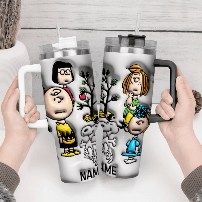 3D Snoopy Tumbler, Peanuts Stanley Tumbler Wrap, Disney Tumbler Cup Tumbler Engraved 40Oz, Handle Lid Stainless Steel - Image 3
