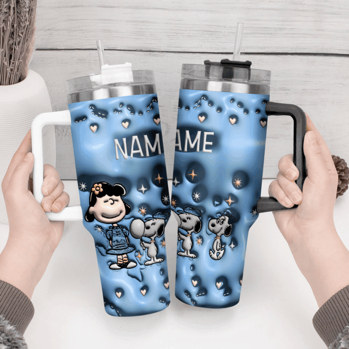 3D Snoopy Tumbler, Peanuts Stanley Tumbler Wrap, Disney Tumbler Cup Tumbler Engraved 40Oz, Handle Lid Stainless Steel - Image 2