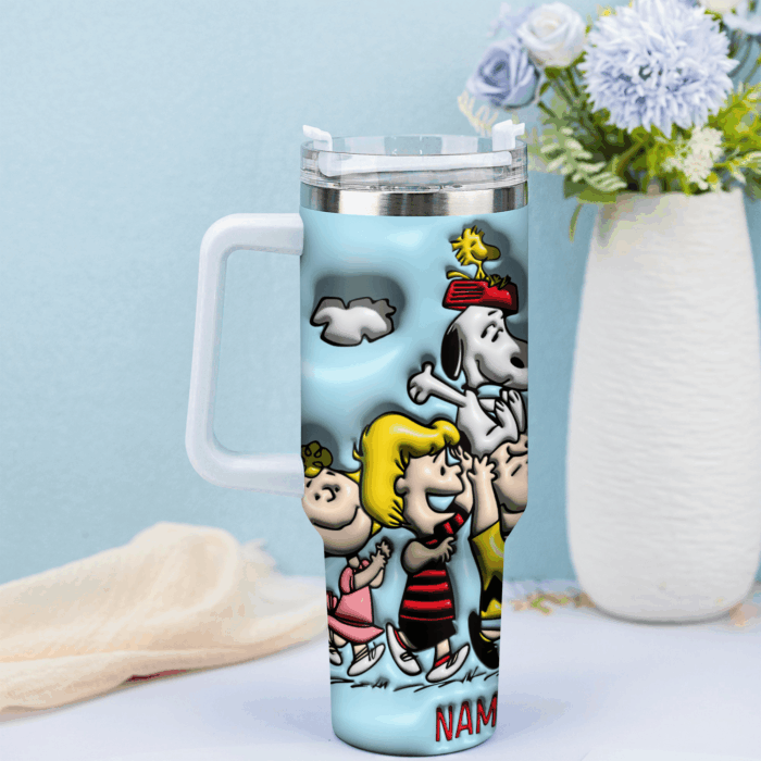 3D Snoopy Tumbler, Peanuts Stanley Tumbler Wrap, Disney Tumbler Cup Tumbler Engraved 40Oz, Handle Lid Stainless Steel - Image 2